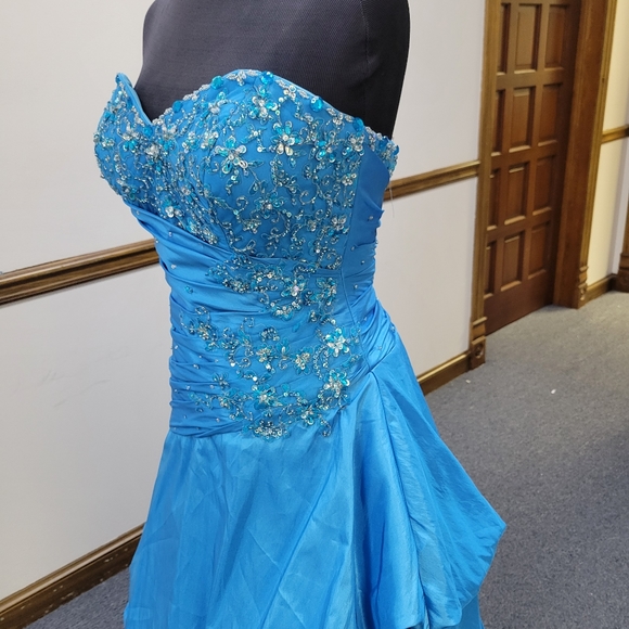 MORI LEE TURQUOISE BALLGOWN DRESS - Picture 5 of 11